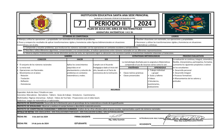 Plan de Estudios Ii Periodo 7mo 2024 | PDF | Evaluación | Plan de estudios
