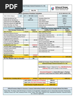 Motor Insurance Premium Calculator | PDF | Insurance | Audi