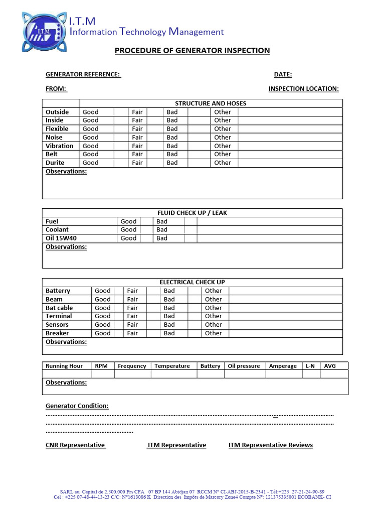 Generator Inspection Procedure Guide | PDF | Manufactured Goods ...