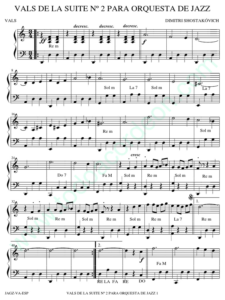 Vals de la Suite Nº 2 de Shostakovich | PDF