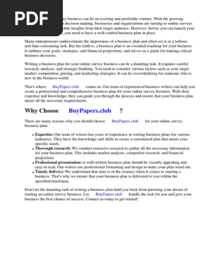 Online Survey Business Plan