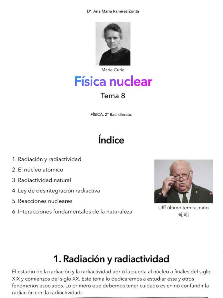 Tema 8 Física Nuclear Pdf Interacción Fundamental Desintegración
