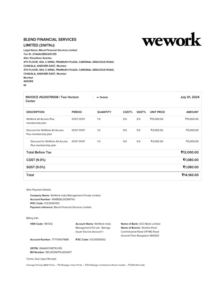 July 2024 Invoice PDF Invoice Payments