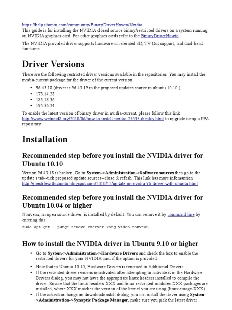 Ubuntu NVIDIA Driver Guide | PDF | Ubuntu (Operating System) | Booting