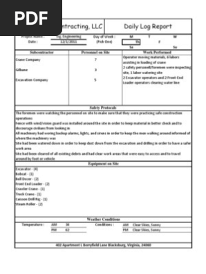 12-1-11 Daily Log Report (Reddick Construction)