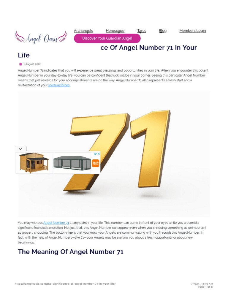 Angel Number 71 - Understand Its Significance in Your Life | PDF ...