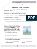 Human Thermoregulation Homeostasis Gizmo