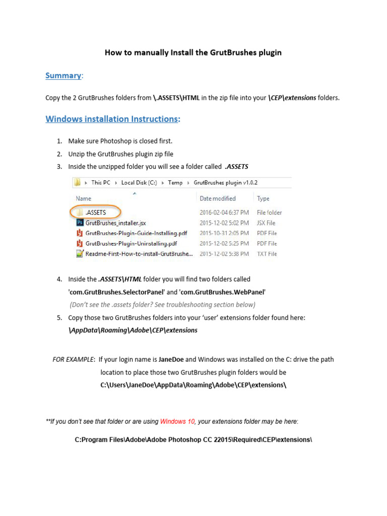 GrutBrushes Plugin Guide 02 Installing Manually | PDF | Adobe Photoshop ...