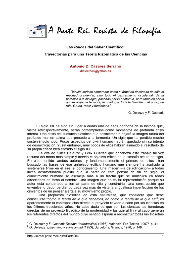 2005 - Casares Serrano - Teoria Rizomatica de Las Ciencias | PDF ...