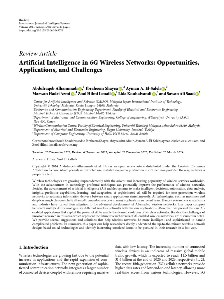 Artificial Intelligence in 6G Wireless Networks Op | PDF | Artificial ...