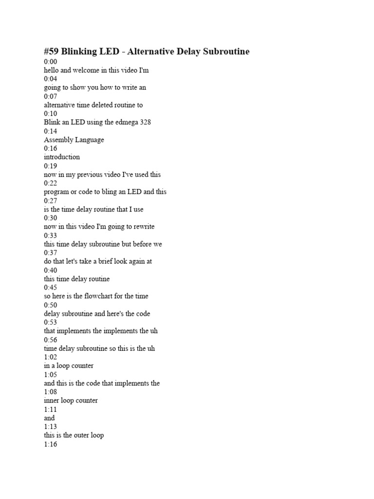 #59 Blinking LED - Alternative Delay Subroutine | PDF | Arduino ...