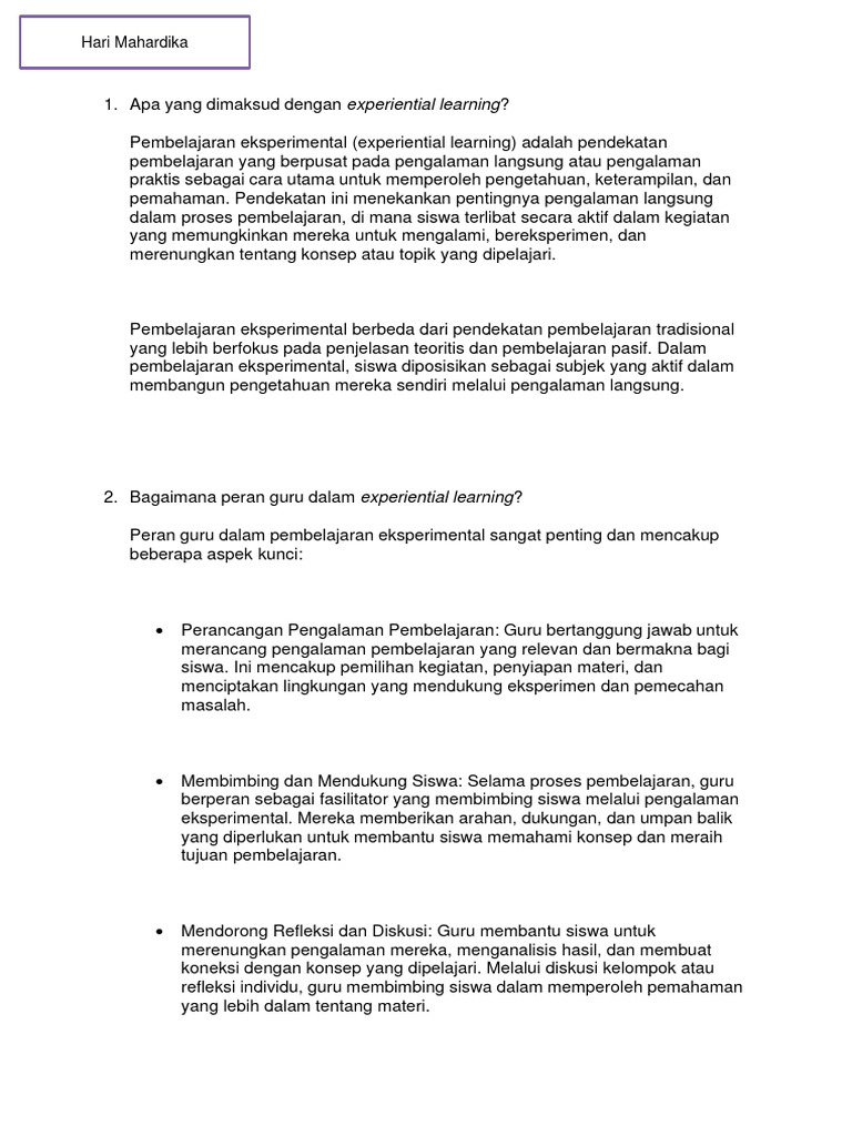 Lembar Kerja 3 2 Experiential Learning Pdf