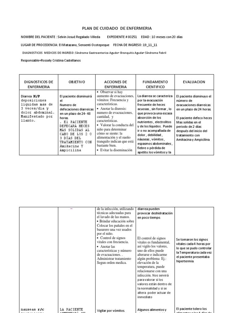 Plan De Cuidado De Enfermeria