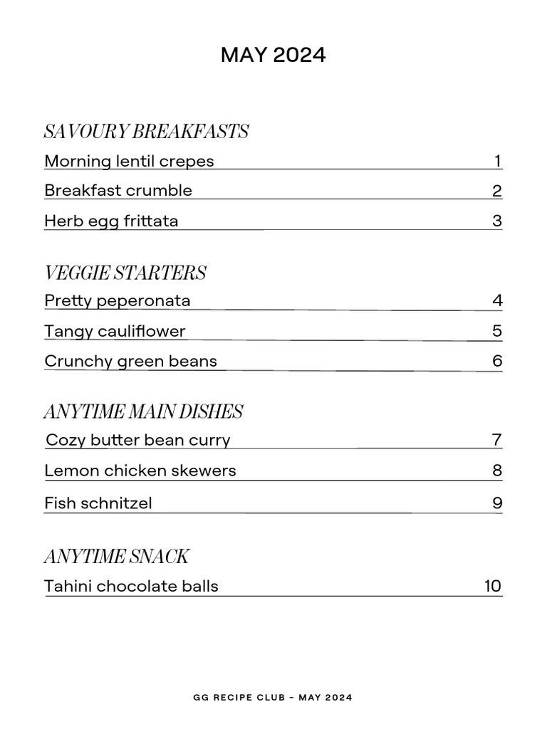 May 2024 Recipe Club Highlights | PDF | Bread Crumbs | Vinaigrette