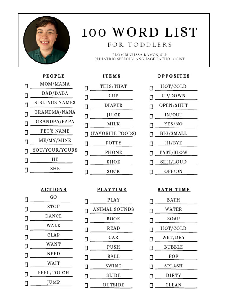 100 word list pdf