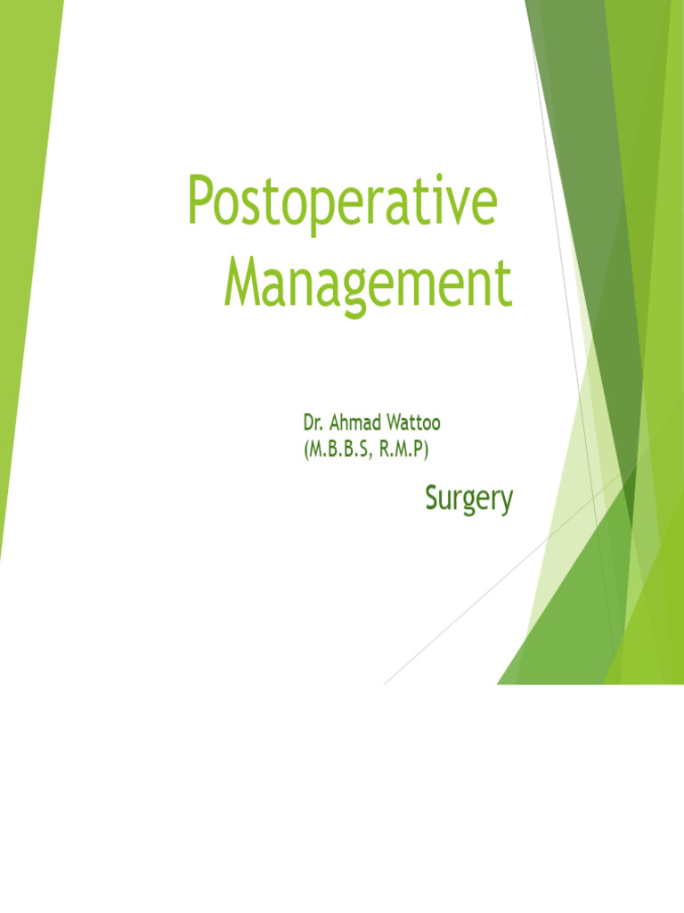 Lecture 3-Postoperative Management | PDF | Shock (Circulatory) | Anesthesia
