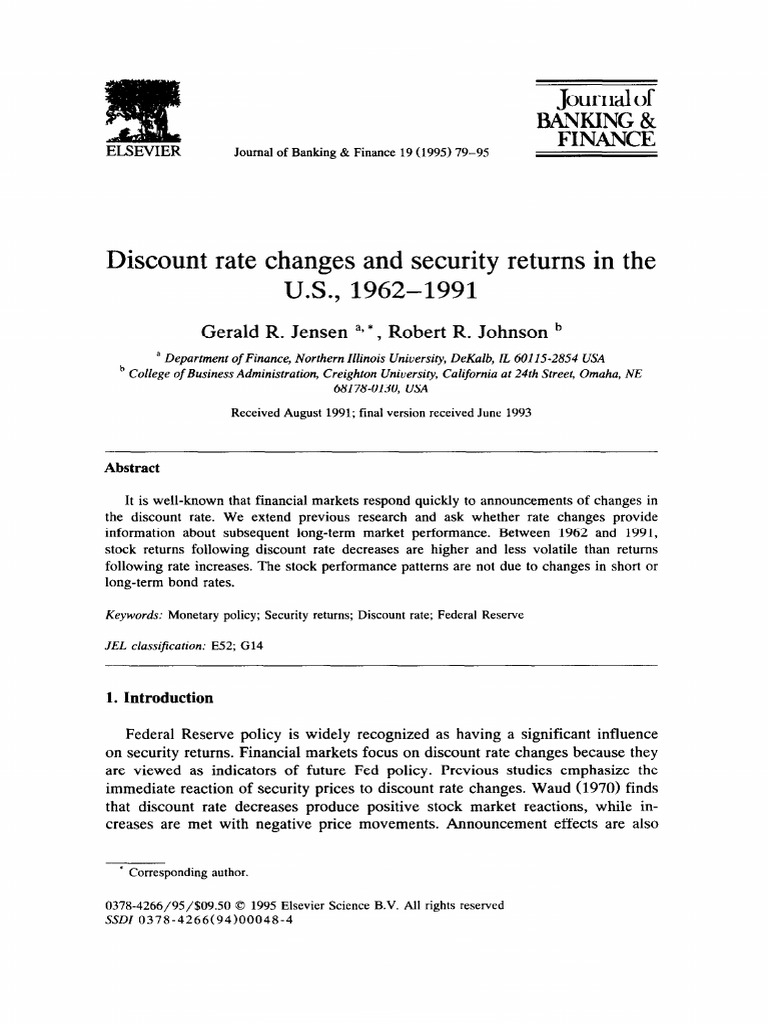 Discount Rate Changes and Security Returns in The U.S., 1962-1991 | PDF ...