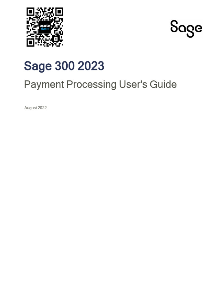 Sage 300 Payment Processing Guide | PDF | Credit Card | Payment Card ...