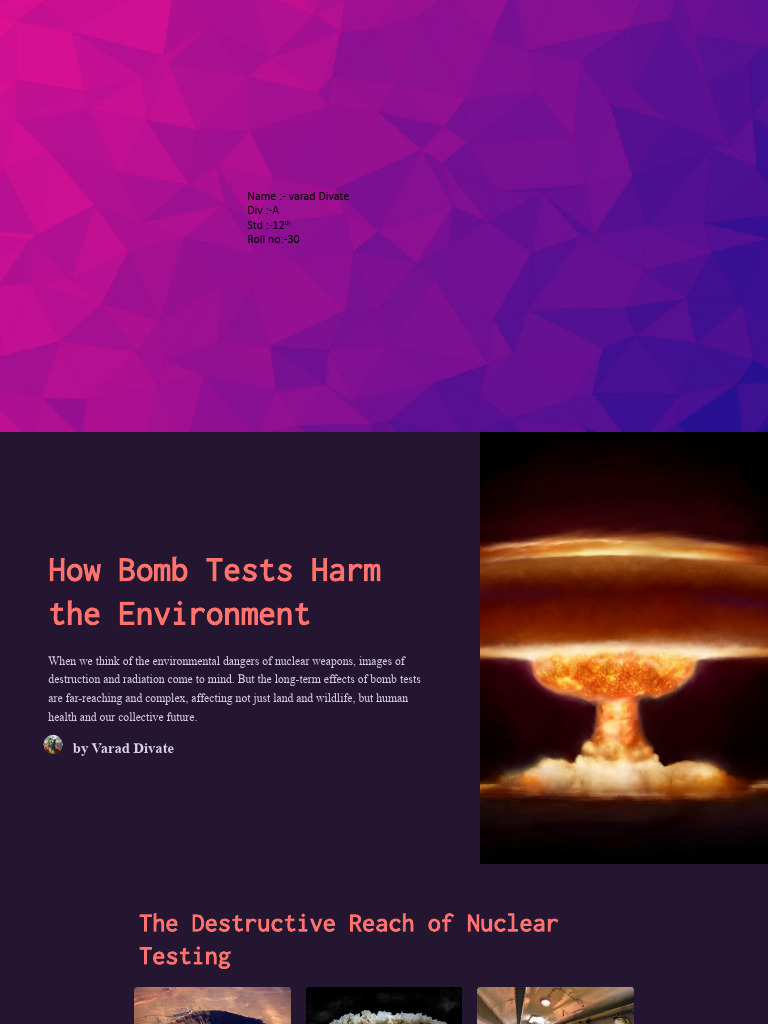 Environmental Impact of Nuclear Tests | PDF | Nuclear Energy ...