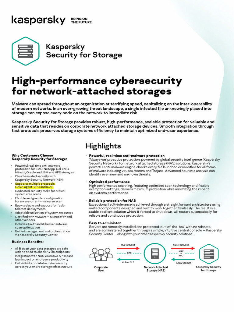 Kaspersky Security For Storage Datasheet | PDF | Antivirus Software ...