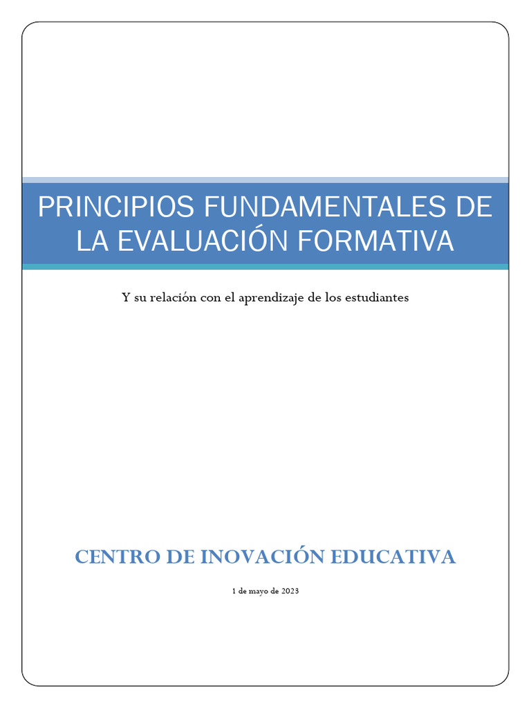 Principios de Evaluación Formativa | PDF | Evaluación | Aprendizaje