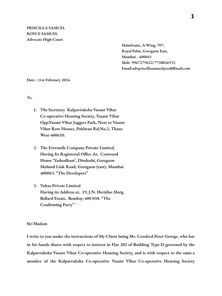 Conveyance Statutory Notice | PDF | Deed | Justice