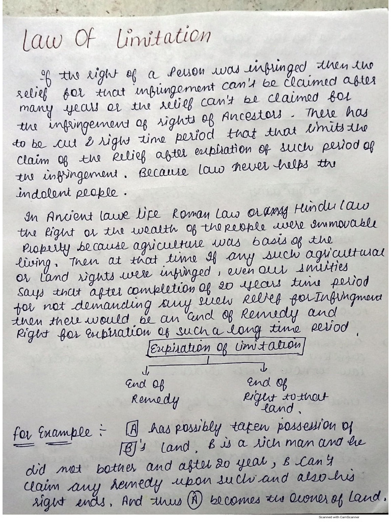 Limitation Act Notes Pdf