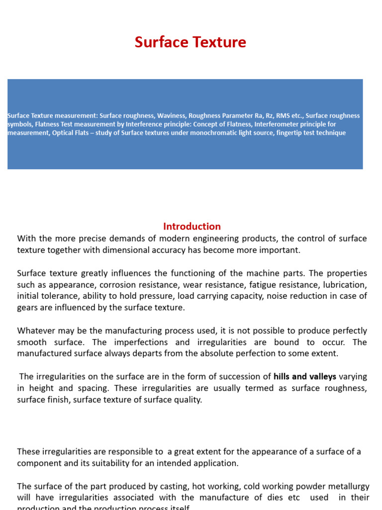 Understanding Surface Texture and Measurement | PDF | Optics | Surface ...