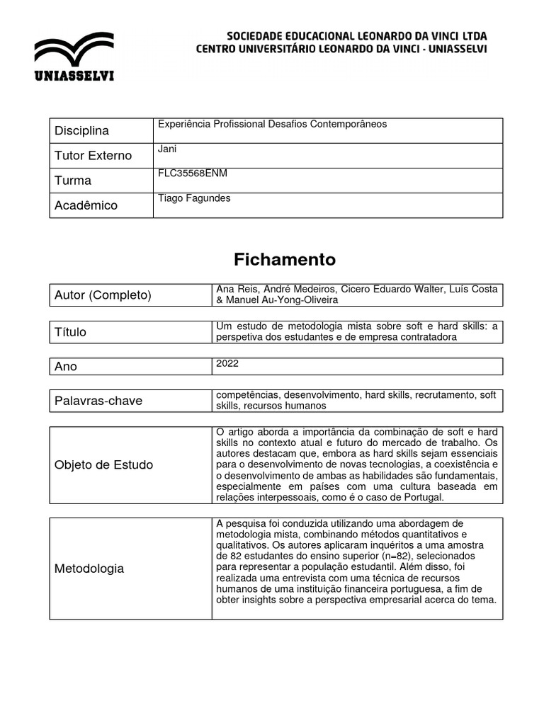 Soft e Hard Skills no Mercado de Trabalho | PDF | Gestão de recursos ...