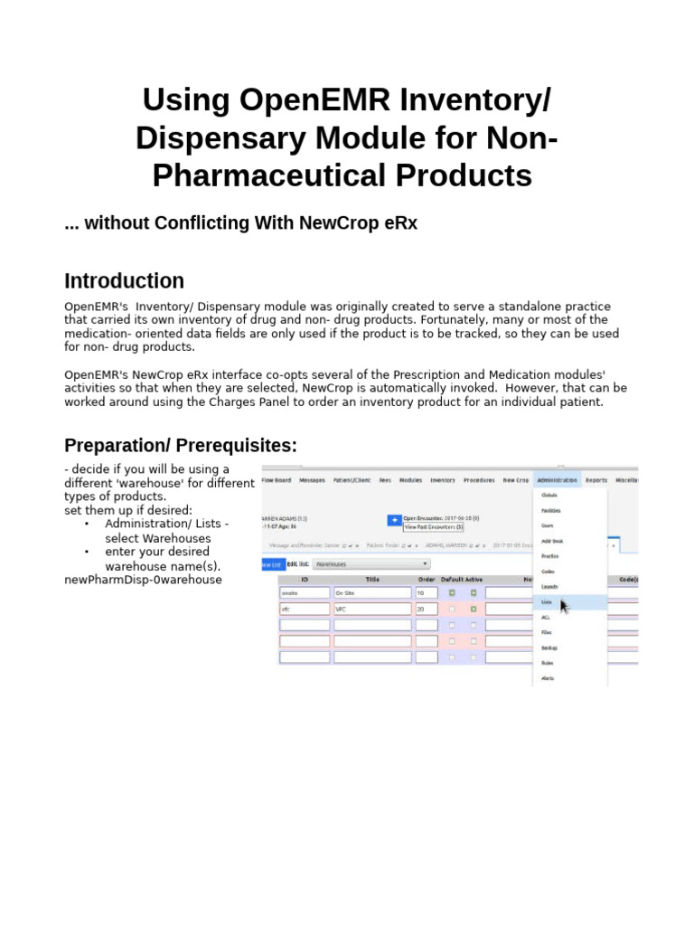 MISquared-Using OpenEMR Inventory-Dispensary Module for Non ...