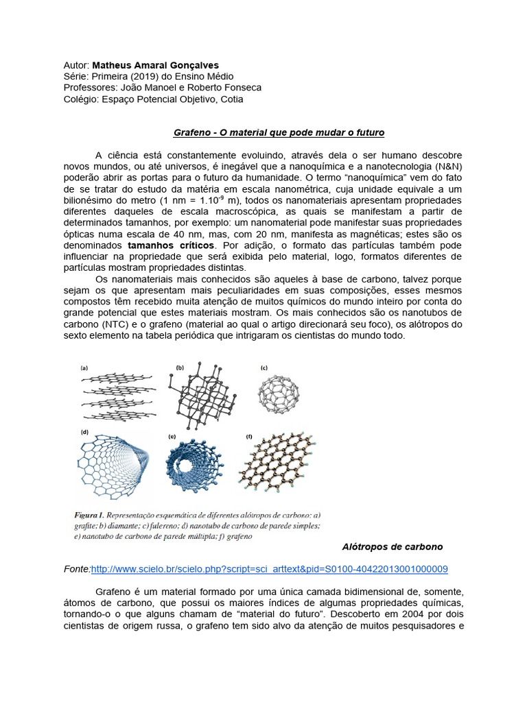 Grafeno - O Material Que Pode Mudar o Futuro | PDF | Grafeno ...