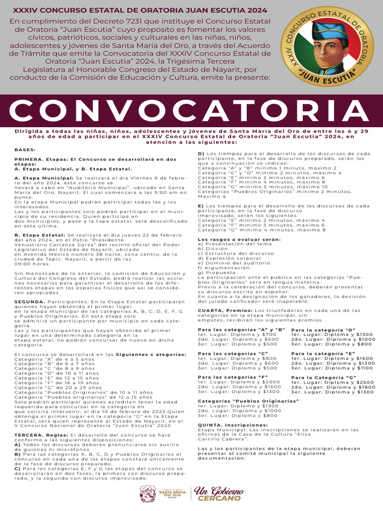 Convocatoria Concurso de Oratoria 2024 Corregido | PDF | Sicología ...