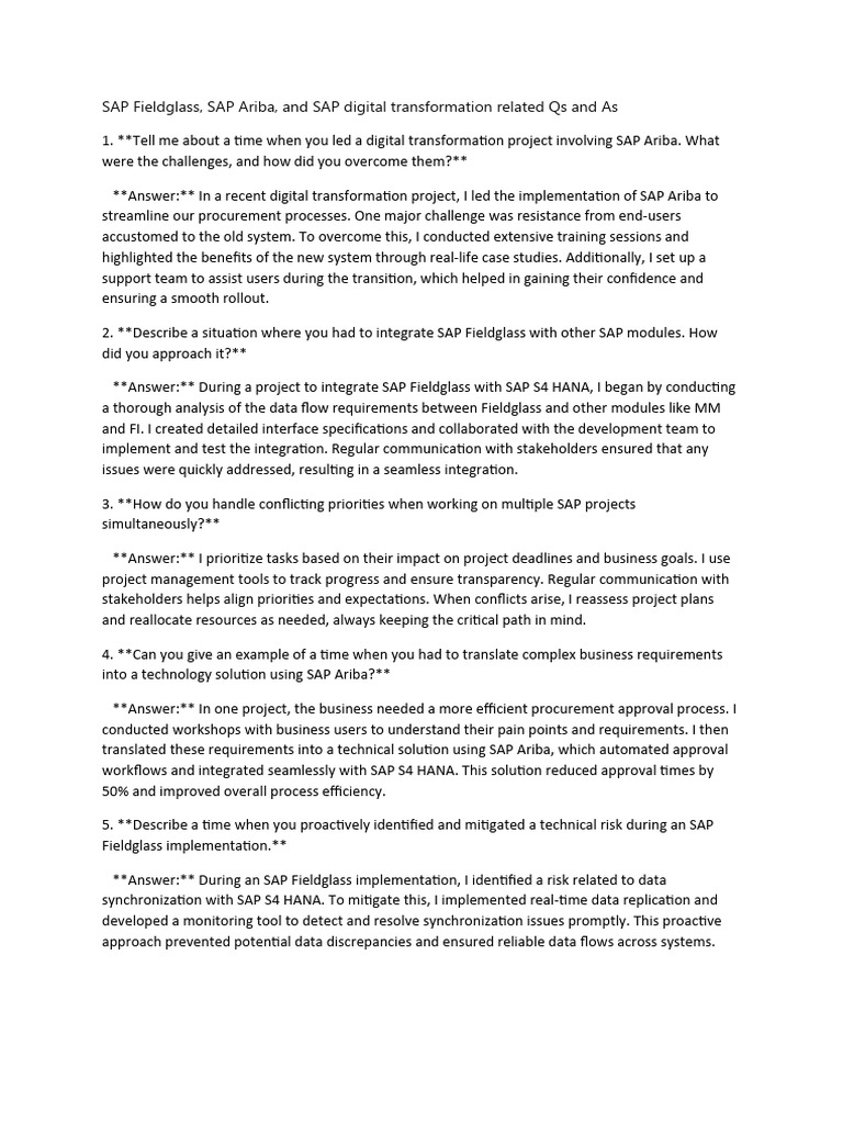 SAP Fieldglass PDF Agile Software Development Project Management