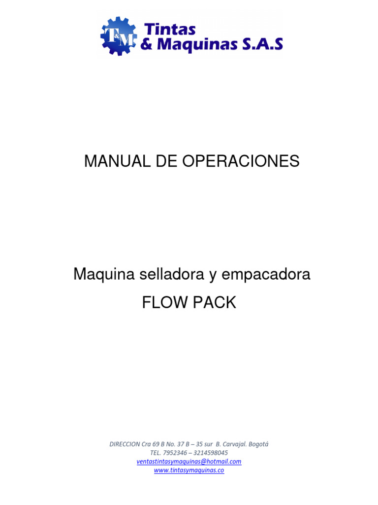 Manual de Operaciones de Flow Pack | PDF | Enchufes y tomas de ...