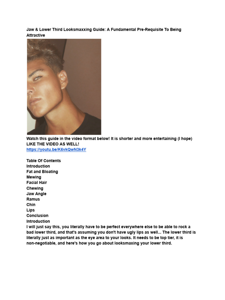 Jawline and Lower Third Looksmaxxing Guide | PDF | Beard | Fat