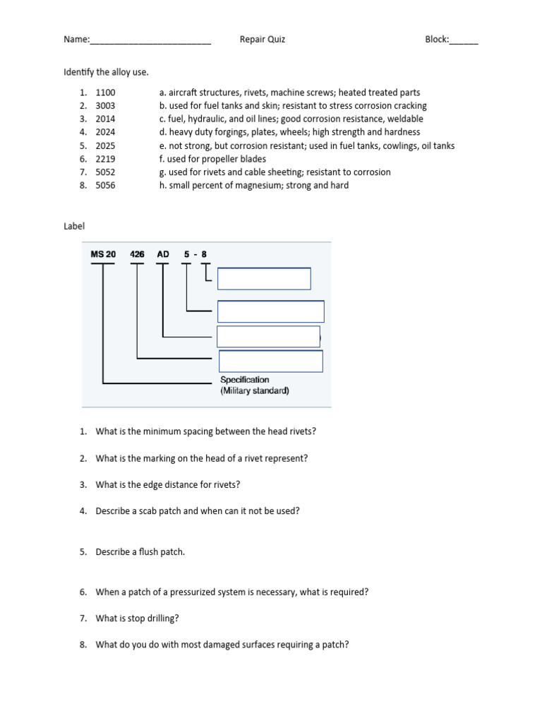 repair quiz PDF