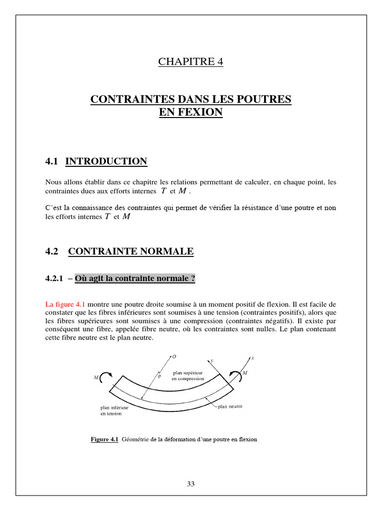 Contraintes en flexion des poutres | PDF | Flexion (matériau ...