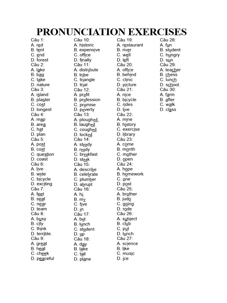 Pronunciation exercises pdf