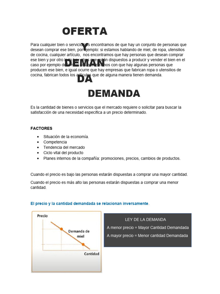 Ley de Oferta y Demanda Explicada | PDF | Oferta (economía) | Oferta y ...