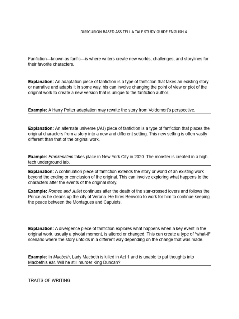 Fanfiction Writing Guide | PDF | Narration | Plot (Narrative)