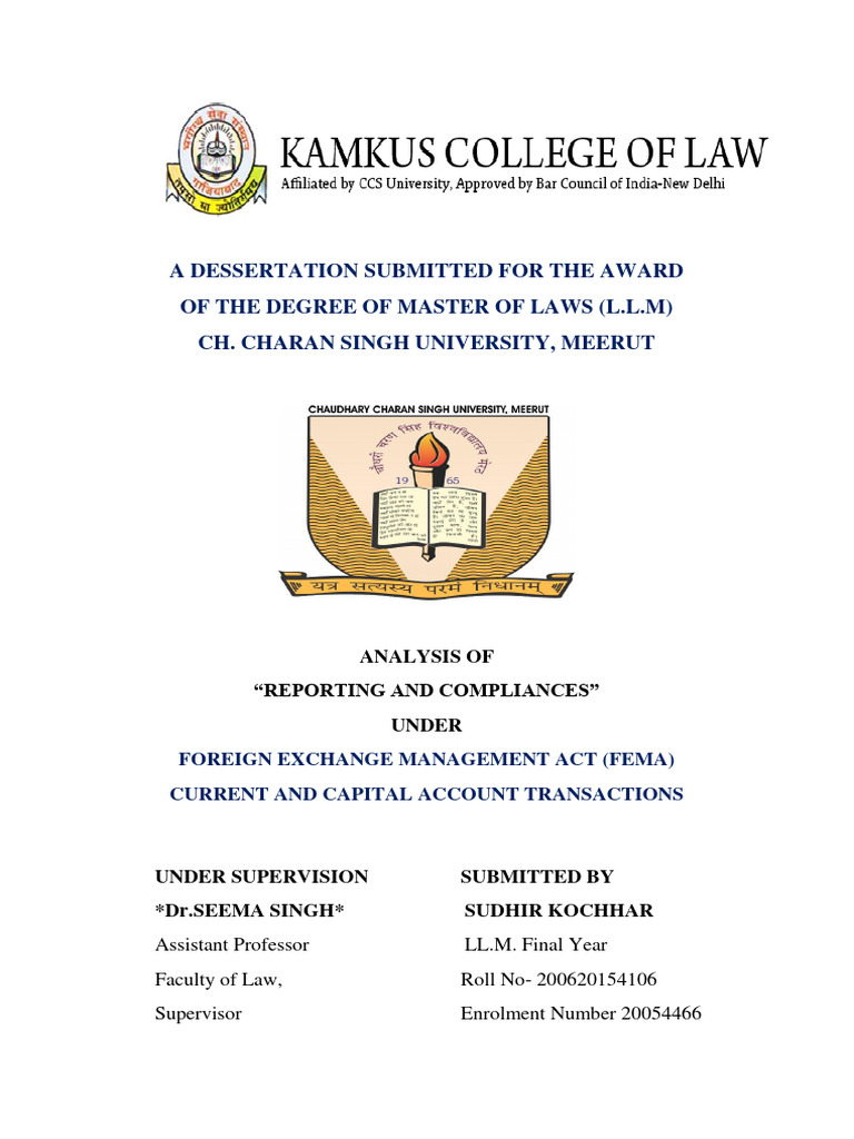 Final Desseration LLM Fema - Kamkus College of Law | PDF | Trade | Business
