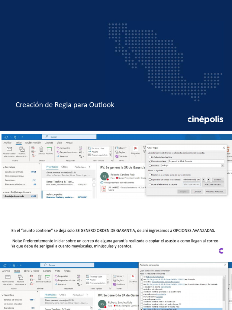 Cómo Crear Reglas en Outlook para Garantías | PDF