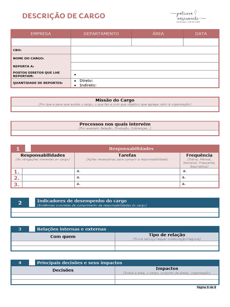 Descrição de Cargo - Exemplo | PDF | Business