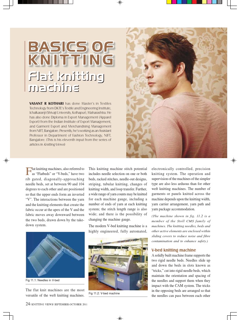 Basics of Knitting Flat Knit Machine | PDF | Knitting | Gauge (Knitting)