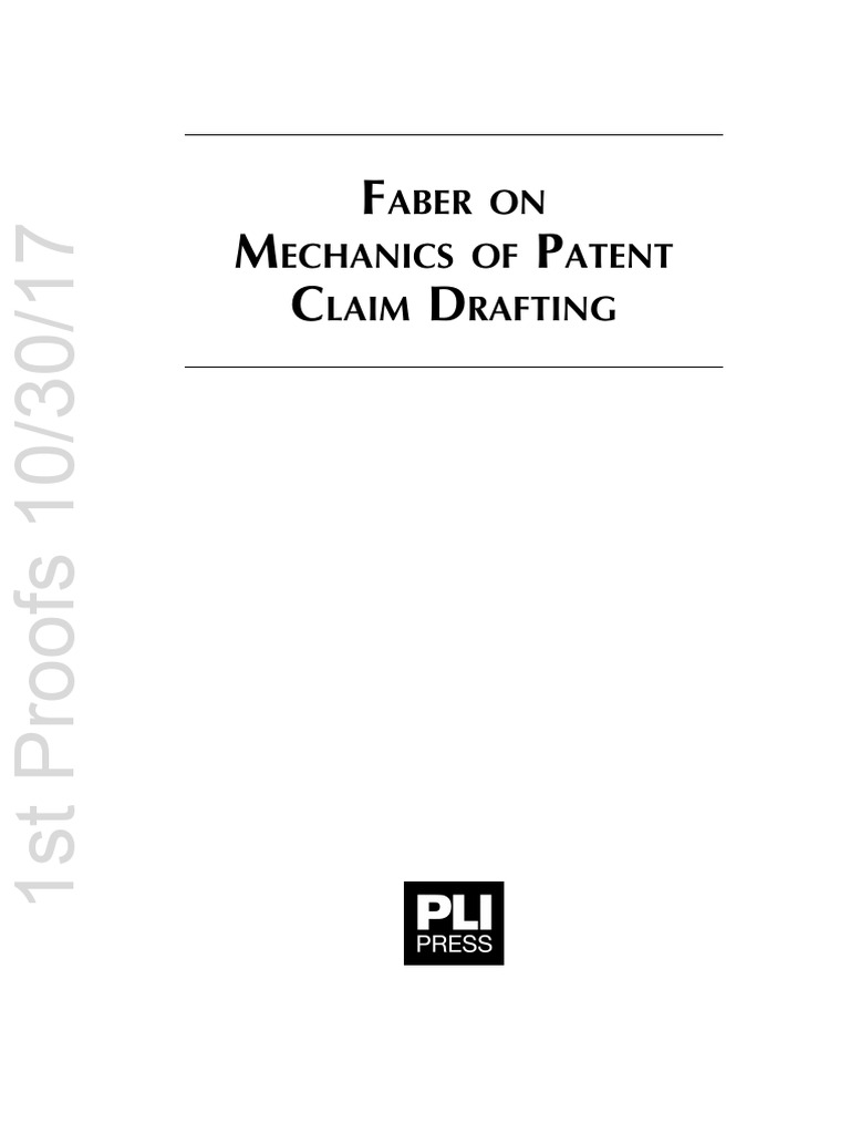 209394 FM-TOC Faber On Mechanics of Patent Claim Drafting P1