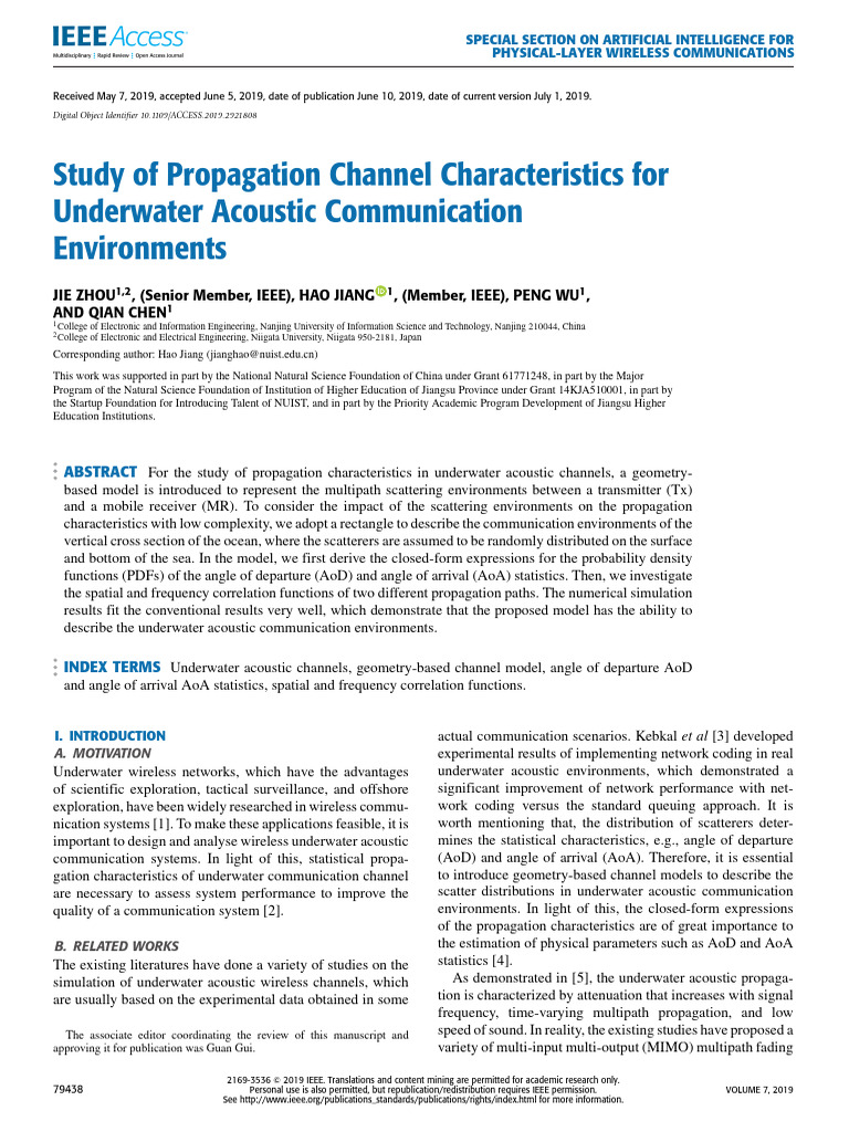 Underwater Acoustic Channel Modeling | PDF | Mimo | Radio Propagation