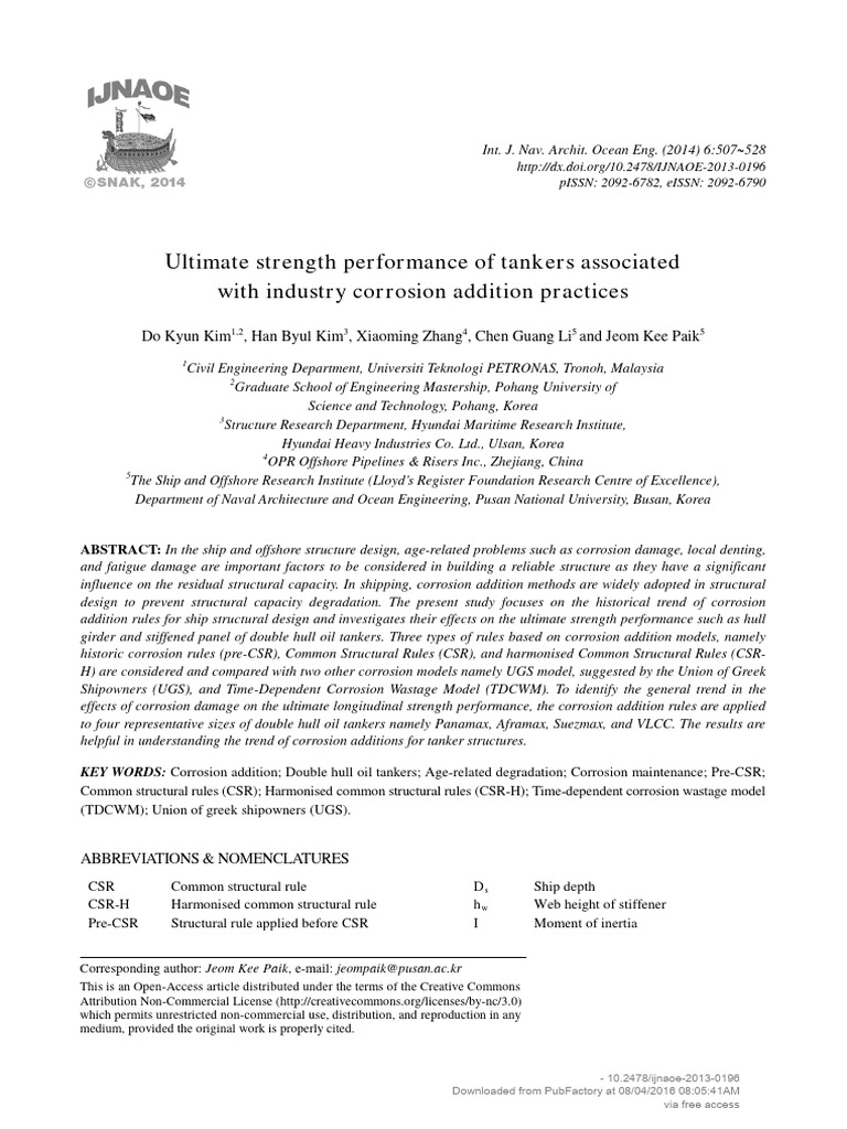 Ultimate Strength Performance of Tankers Associate | PDF | Oil Tanker ...