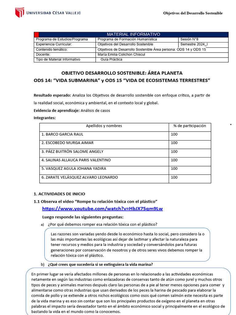 Guía Práctica 08 Ods Pdf Contaminación Los Bosques