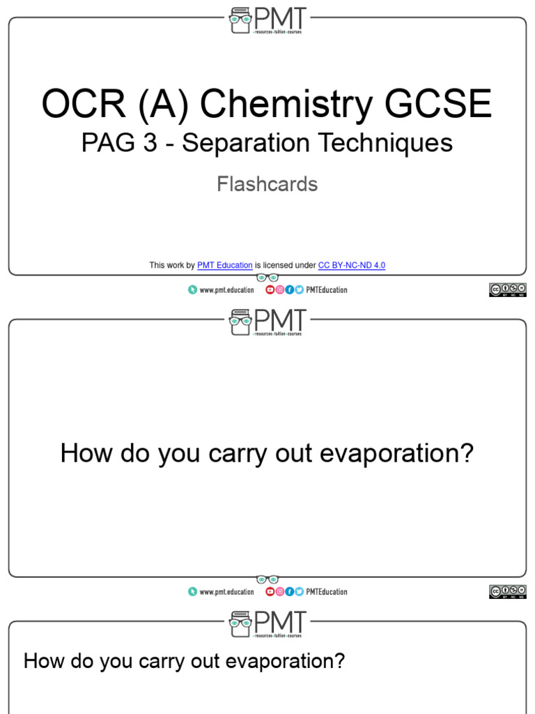 Flashcards PAG 3 Separation Techniques OCR (A) Chemistry GCSE