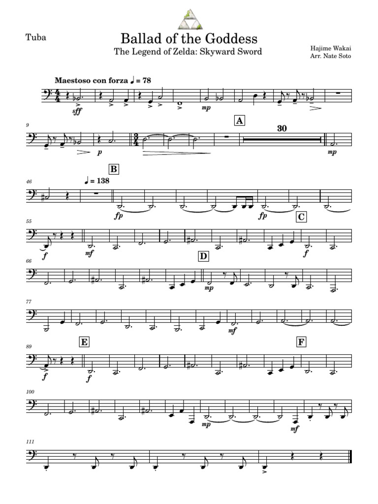 Ballad of The GoddessTuba PDF The Legend Of Zelda Nintendo